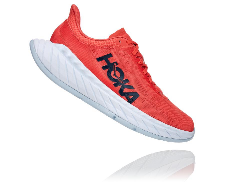 Hoka Australia One One Carbon X 2 - Womens Running Shoes Red/White - RUMAI-9041